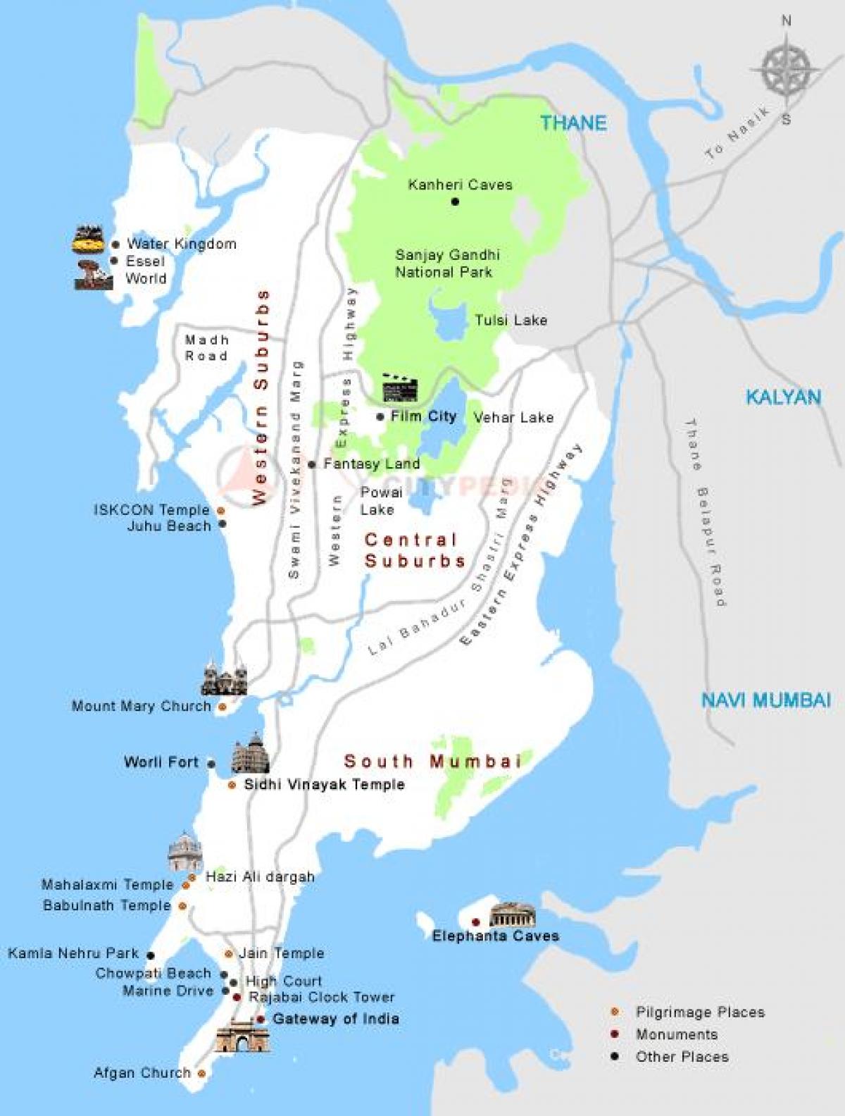 kaart van Mumbai toeriste plekke