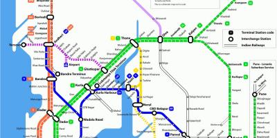 Mumbai plaaslike spoorweg-kaart