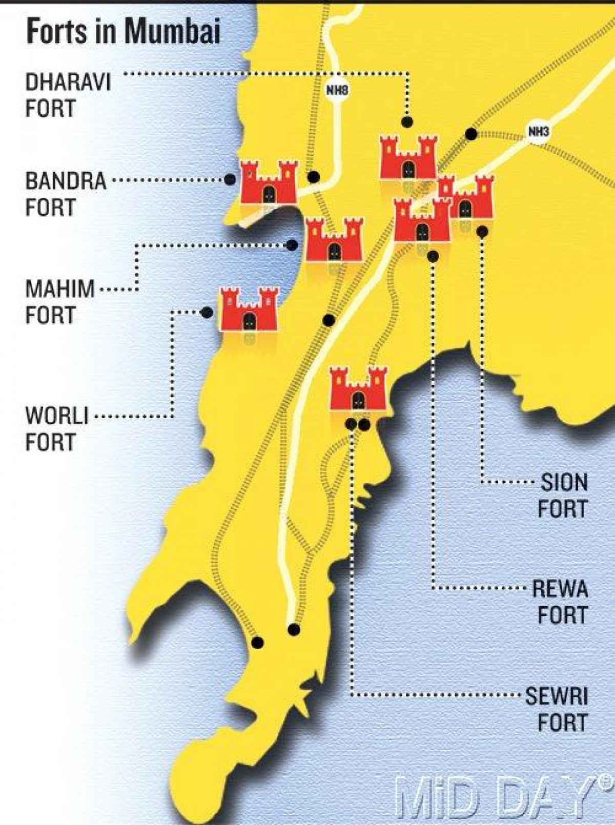 Mumbai fort gebied kaart