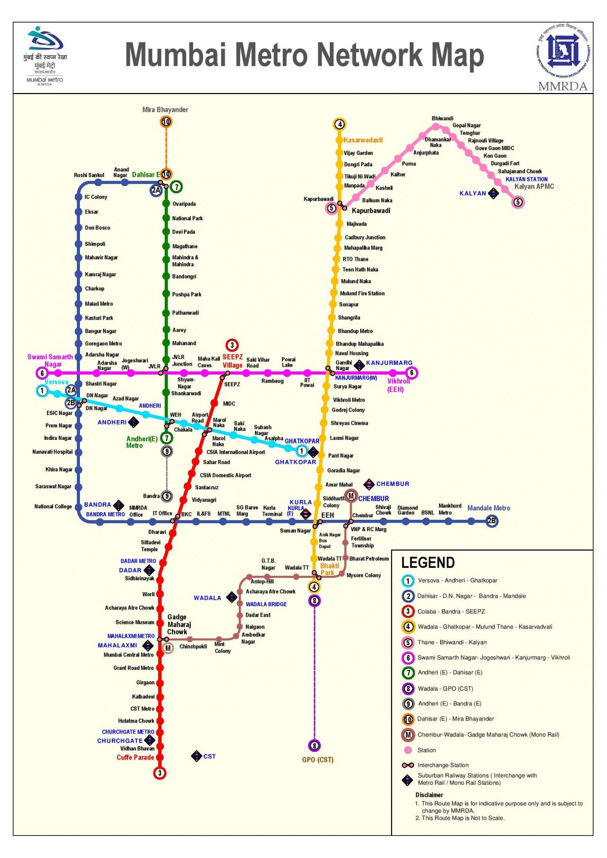 Mumbai metro stasie kaart