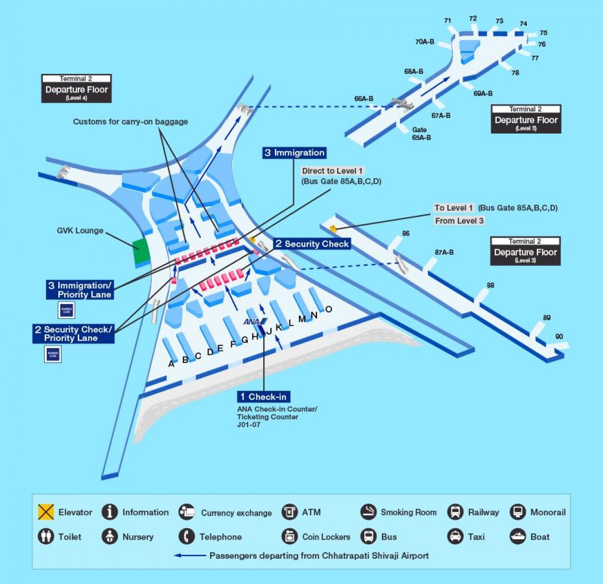 Mumbai internasionale lughawe terminale 2 kaart