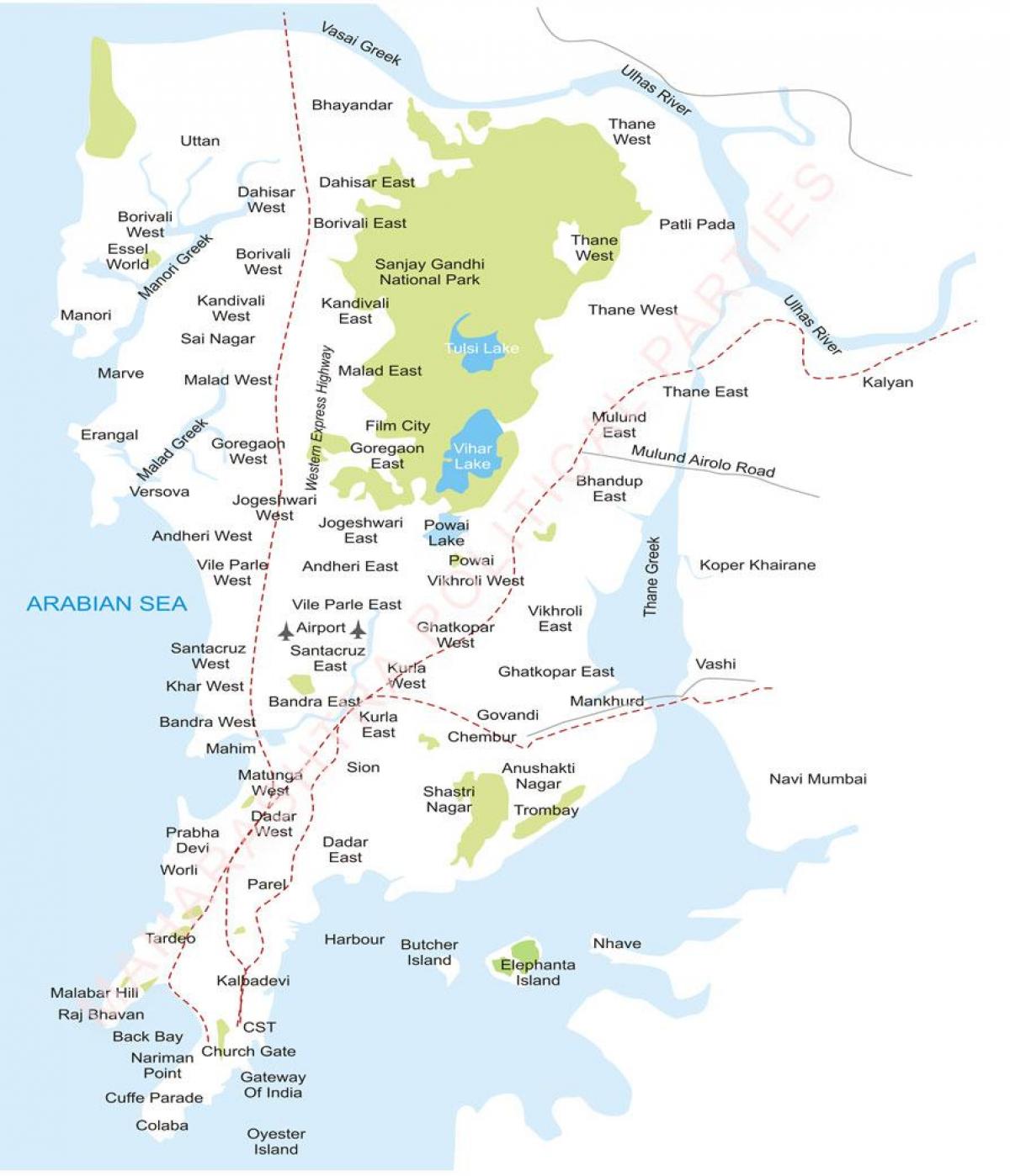 Mumbai voorstede kaart