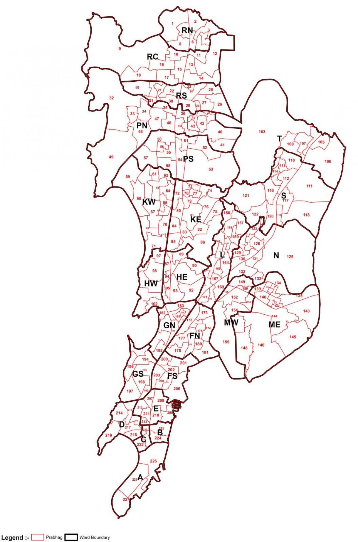 wyk kaart van Mumbai