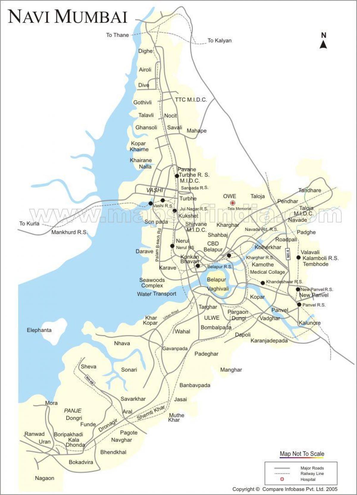 kaart van nuwe Mumbai