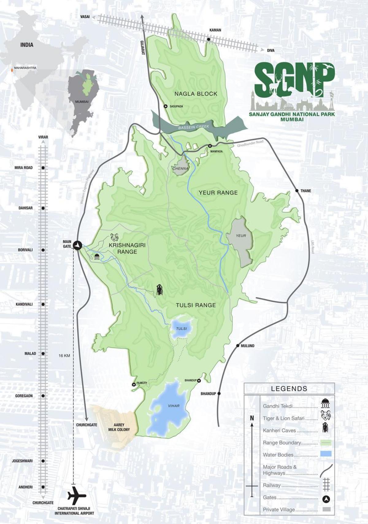 kaart van die sanjay gandhi nasionale park