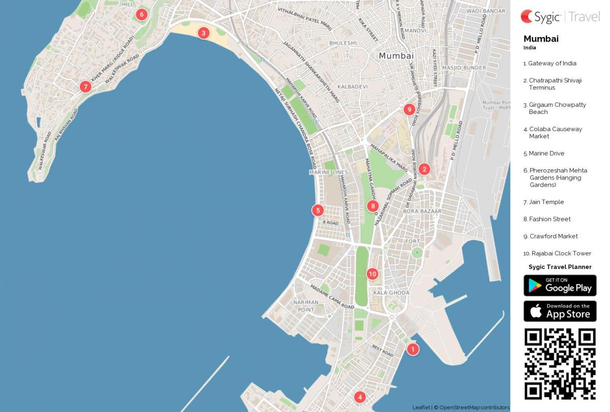 Mumbai-aantreklikhede kaart