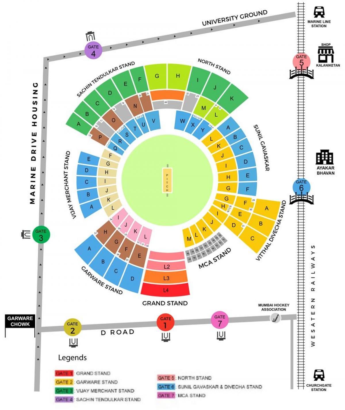 kaart van Wankhede stadion